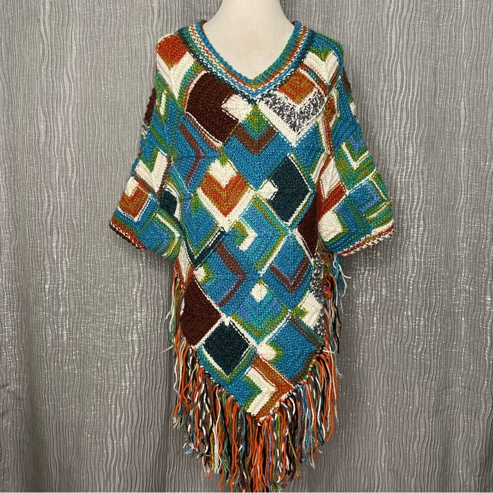 No label one of a kind handmade poncho